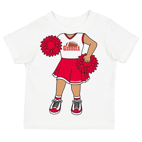 Future Tailgater Cheerleader Heads Up! Toddler 5/6T T-Shirt for Georgia Fans White