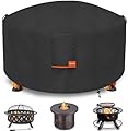 Dalema Round Fire Pit Cover,Outdoor 600D Heavy Duty Waterproof Tear-Resistant 46-48 Inch Firepit Covers,Patio Weatherproof Fire Table Cover,Black 48"x24".