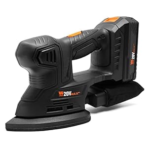 WEN Cordless Palm Sander with 20V Max 2.0 Ah Lithium-Ion Battery and Charger (20401) Black
