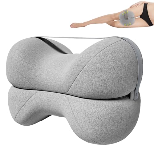 gifyym Almohada de espuma viscoelástica para piernas, cojín ergonómico para dormir con funda lavable, soporte para dormir de lado para aliviar la alineación de la columna vertebral, rodilla y espalda