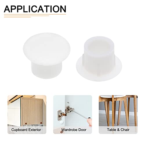 Image of DTGN 8mm x 11mm x 8mm(Dia. x Cap Dia. x H) Screw Hole Plugs - 50Pack - Good for Furniture Cupboard Wardrobe - Plastic Fastener Hole Caps - White