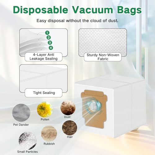 Image of Replacement Parts for iRobot Roomba Plus 405 (G181 /G185) Combo, Plus 505 /507 Combo Robot Vacuum Cleaner Accessories, 2 Roller Brushes, 3 Filters, 4 Mop Pads, 6 Side Brushes, 6 Vacuum Bags