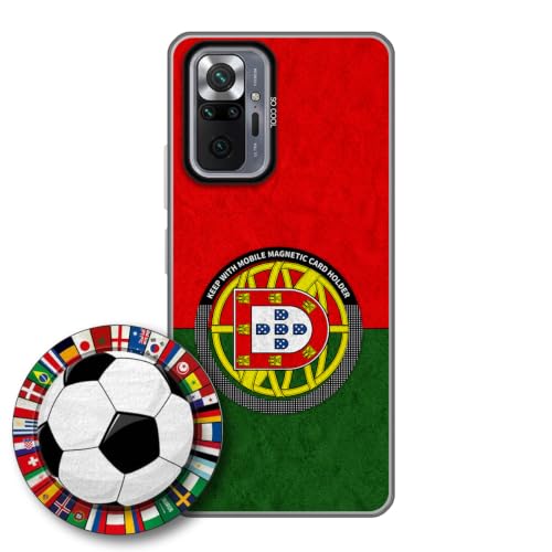 JGOYGYI Funda para Redmi Note 10 Pro/10 Pro Max/10 Pro Plus con Soporte Agarre magnético Desmontable Plegable, Borde de Silicona antigolpes, diseño Bandera Portugal fútbol Motivo 8