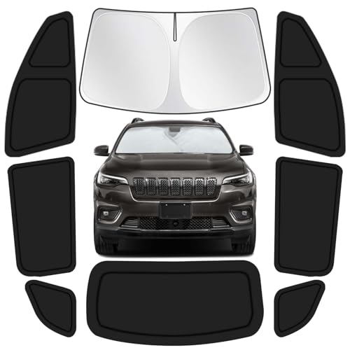 Image of for Jeep Cherokee 2014-2024 Car Window Shades, 8pcs Privacy Sun Shade Set for Front Windshield Side and Rear Windows, Full Window Covers Keeps Vehicle Cool for Camping Napping