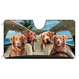 Lustiger Hund Retriever Nova Scotia Strand Seestück Auto Windschutzscheibe Sonnenschutz Auto Windschutzscheibe Sonnenblende Uv-Schutz Sonnenschutz Auto Frontscheibe Universal M