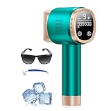21J Depiladora Laser con Función de Refrigeración, 600-1200NM Depiladora Luz Pulsada con 9 Niveles de Energía,Pantalla táctil LCD para Mujer y Hombre, Bikini, Axilas, Cara, Cuerpo Verde
