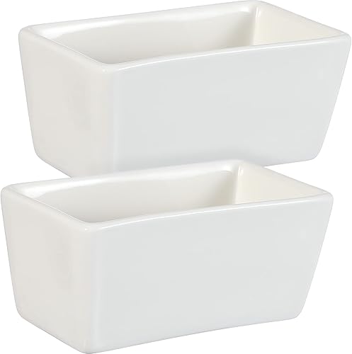 Zerodeko Bolsas de té para aperitivos, 2 unidades, soporte de cerámica para paquetes de azúcar, bolsa de té rectangular, de porcelana blanca,