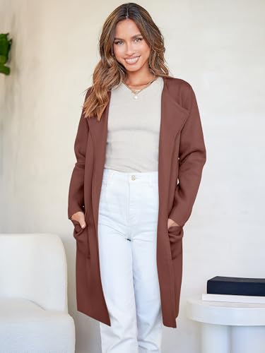 Image of ANRABESS Womens Cardigan Sweater Open Front Knit Long Coatigan Dressy Casual Jacket Coat 2026 Fall Outfits Classy Clothes