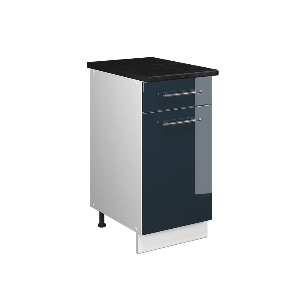 Vicco Base cabinet Fame-Line, Dark blue high gloss/White, 40 cm