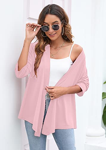 Image of Heymoments Women's Lightweight Open Front Cardigans 3 /4 Sleeve Casual Soft Drape Fall Cardigan S-2XL