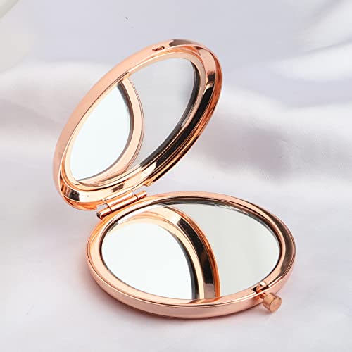 Espejo compacto redondo para maquillaje LQRI rosa miniatura 3