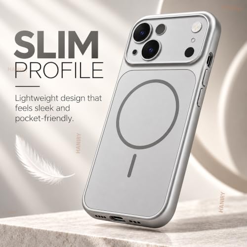 Image of Compatible for iPhone 13 Cover Case Scratch Resistant Premium Glass Finish Slim Fit Protective Back Cover Shockproof Camera Guard Magsafe iPhone 13 Cover (Silver)