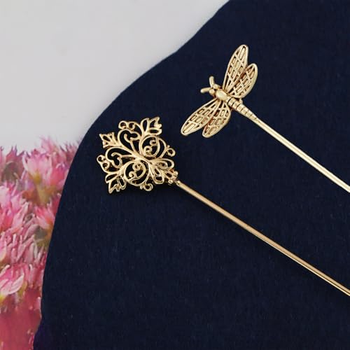 Image of Alilang 2Pcs Classic Hat Pins for Women and Lapel Brooch Set Vintage Style Decorative Stick Pins for Hats Suits Scarves Fitted Hats to Keep Hat in Place