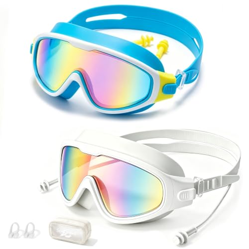 Image of Swim Goggles for Kids 6-12, Wide View Anti-Fog UV Protection No Leaking,Boys Girls Youth Swimming Goggles