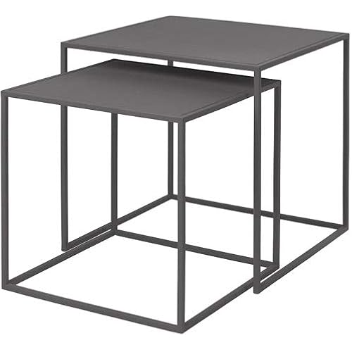 FERA Set of 2 Nesting Tables - Steel Grey - Powder Coated Steel