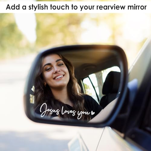 Image of 3x inchJesus Love You inch Car Rear View Mirror Stickers, Rearview Mirror Decal Car Window Decals Affirmation Reminder Sticker Laptop Bumper Sticker for Him Women Water Bottle Laptop Accessories Gifts