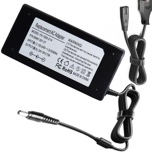 24V 3,75A Câble de Charge Compatible avec GK420T, GK420D, GX430T, ZD410, GX420D, GX420T, ZD421D, ZD420, ZD620, GC420T, ZP450, ZP500, ZP550, ZD500, ZD510, GT810, GK430D, J100i, J120i, P120i, ZXP3