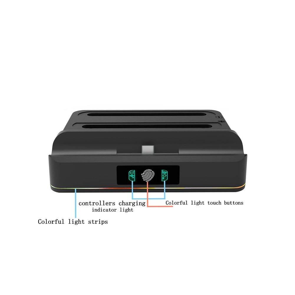 Videokonvertierung Dockingstation für Nintendo Switch 2/OLED/Switch, 1080P 60Hz Adapter mit 5 Ports, PD Ladestation für Joy-Con Controller, Umgebungslicht, kompaktes ABS-Design, Schwarz