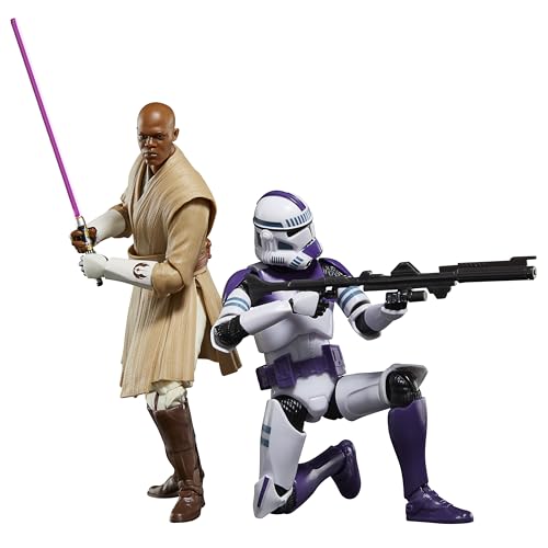 STAR WARS The Black Series Mace Windu & 187th Legion Clone Trooper 6 Zoll Actionfigur Set im Maßstab 1:12 Klons der Republik (G0212)