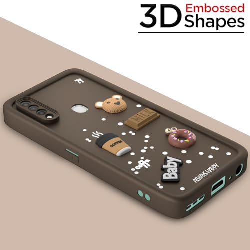 Image of Pikkme Back Cover for Oppo A31 | Cute Fun Cartoon 3D Bear Silicone Full Body Protection Bumper Case (Brown)