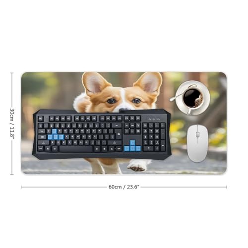 Running Corgi Alfombrilla de Escritorio Grande Blanco miniatura 2