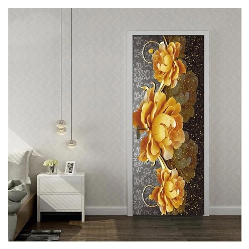 Décoration de maison raffinée avec ce papier peint auto-adhésif fleurs dorées 3D