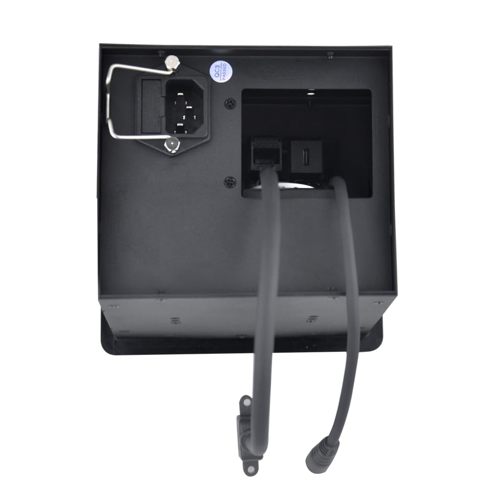 Tabletop Brush Flip Connectivity Box with 2 AC Power + 2 USB Charger + HDMI + 1 3.5mm Audio + USB-C Data + RJ45(cat6) for Conference Room (Black)