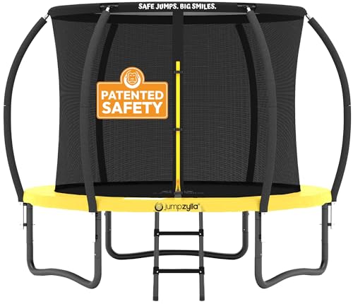 Image of JUMPZYLLA Trampoline Outdoor 8FT 10FT 12FT 14FT 15FT 16FT with Enclosure and Ladder, ASTM Approved Recreational Trampoline for Kids and Adults, Anti-Rust Coated Frame