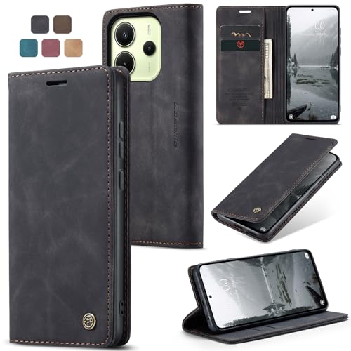 owlhold Funda Xiaomi Redmi Note 14 4G Carcasa Redmi Note 14 4G [No para 5G] PU Piel [Tarjetas y Billetera][Soporte Plegable][Cierre Magnético] Libro Funda para Redmi Note 14 4G   Negro