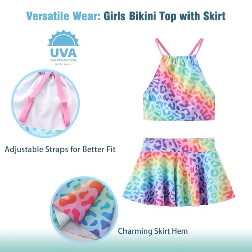 Image of Girls 3 Piece Swimsuits for Teen Girls Bikini Set with Skirt Hawaiian Bathing Suits Beach Swimwear 3-16 Years
