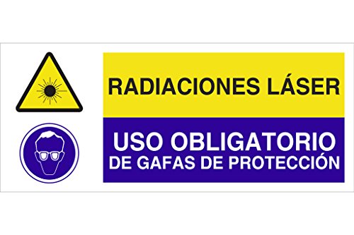 Plimpo Señal Poliestireno 1,5Mm 507X210 Combinada Peligro/Obligación En Oferta Cofan Cao16Pl507210 - Señal De Seguridad&Quot;Radiaciones Láser/Uso Obligatorio De Gafas De Protección&Quot;