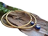  ⊹⊱❁ AROS DE ACERO INOXIDABLE ORO DE 5,5 CM CON COLGANTE DE ESMALTE DE OJO MAL DESMONTABLE ❁⊰⊹ Pendientes lisos con colgante único