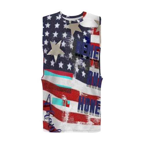 Image of Zhyaj Summer Tanks Top for Men Flag Graphic Print Sleeveless Shirts Casual Working Out Vest T-Shirts Loose-Fit Men's Tank