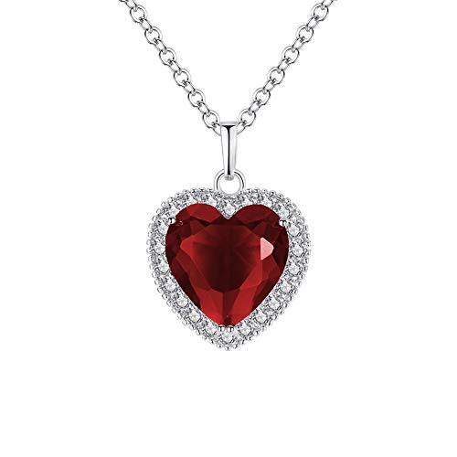 Snner 1pcs Classique Zircon océan Coeur Colliers Cristal Colliers Mode Amour Coeur Strass Pendentifs chaîne Collier pour Femmes Filles Rouge