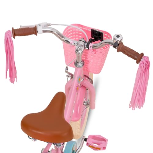 Image of JOYSTAR Little Daisy Kids Bike for Girls Boys Ages 2-7 Years, 12 14 16 Inch Girls Bikes with Doll Bike Seat & Streamers, Boys Bike with Flag & Number Plate, Multiple Colors