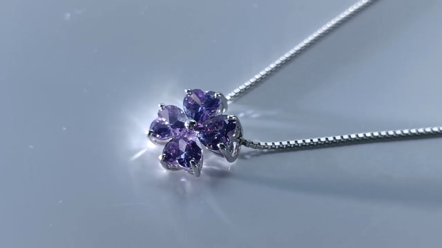 Solde 925 Argent Sterlng Améthyste Pendentf Coller Femme PSV-1796