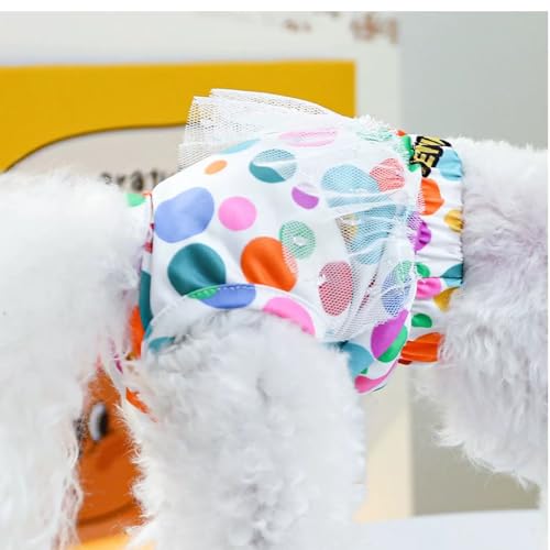 Image of Small Dog Sanitary Panties, Lace Washable Reusable Cute Puppy Panties Pet Underwear Diaper Physiological Shorts for Female Girls Dogs(Colorful Bubbles,XS)
