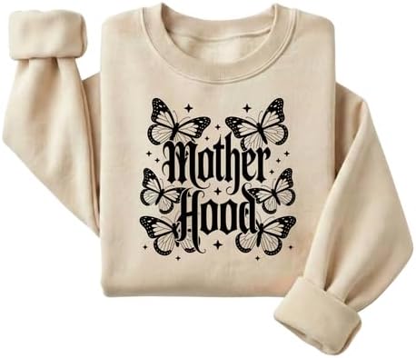 Daytee Mother Hood Butterfly Gothic Sweatshirt Gift for Mom Aesthetic Vintage Crewneck for Women