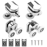 4 Stück Duschtürrollen,25mm Duschtür Rollen Ersatzteile für Glas 4-6 mm,Durchmesser Duschkabine Rollen mit Anti-Kollisionsblock und Schrauben,Duschtürrollen für Duschtüren (2 Obere und 2 Unterwalzen)