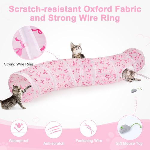 Image of Glittme Cat Tunnel, Cat Tunnels for Indoor Cats, S-Shape Peekaboo Cat Cave with Cat Toys, Foldable Cat Tubes and Tunnels for Cats, Rabbit, Puppy, Guinea Pig
