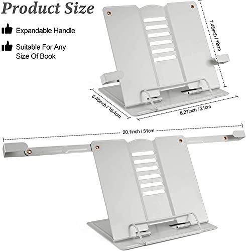 Image of Volo Portable Metal Book Stand Holder - Adjustable, Foldable Design for Desktop Use - Ideal for Cookbooks, Textbooks, Sheet Music, and More - Convenient Book Organizer (Grey)