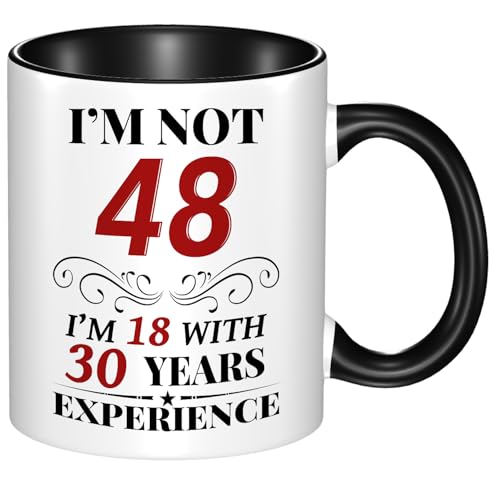 48th Birthday Mug for Women Men, Turning 48 Year Old Birthday Gifts Women Men Mom Dad Wife Husband, Sister, Best Friends, Coworkers, Her, Him, Dishwasher and Microwave friendly, 11oz Coffee Cup