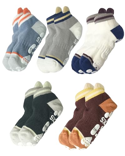 Bawnhaw Toddler Grip Socks Non-Slip with Grips Cotton Crew Ankle Walking Socks