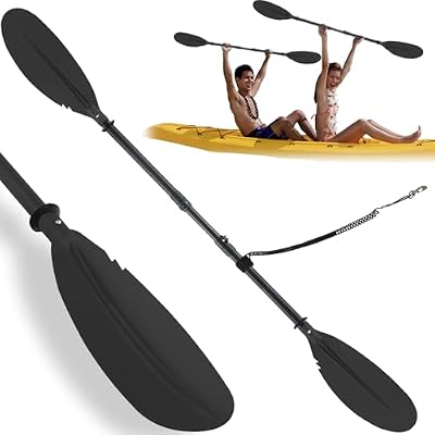 Frebuta Kayak Paddle for Adults,70 to 95in Paddle Board Paddles Telescopic Frosted Pipe Shaft Kayaking Boating Canoeing with 1 Free Paddle Leash Double Oar Float Paddle Sturdy Durable (Black 96inch)