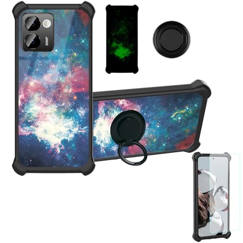 jioeuinly Case Compatible for Doogee N50 Pro Phone Case Cover [with Tempered Glass Screen Protector][Hard PC + Soft Silicone][Ring Support] [Luminous Effect] YGH-YH