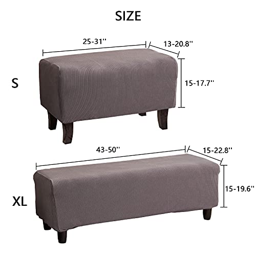 Cornasee Stretch Ottoman Cover Rectangle,Footstool Slipcover Storage Stool Furniture Protector Modern Style (Black,X-Large) #TOP5