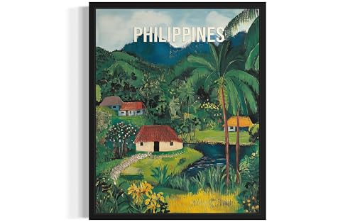 Philippines Countryside Wall Art Poster Print, Rural Landscape, Heritage Artwork Culture Decor Travel Poster for Living Room and Bathroom A3 (Philippines, 8 x 10 inches, Unframed)