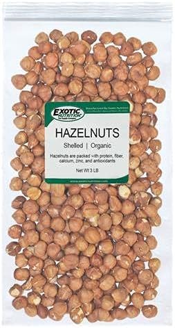Exotic Nutrition Raw Hazelnuts | Unsalted, No Shell | Healthy Snack for Squirrels (3 lb.)