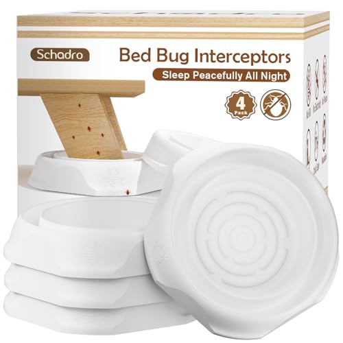 Bed Bug Interceptors 4 Pack Bed Bug Traps Insect Detector for Bed Sofa & All Furniture 24/7 Monitor 360 Protection for Your Familys Peaceful Sleep White