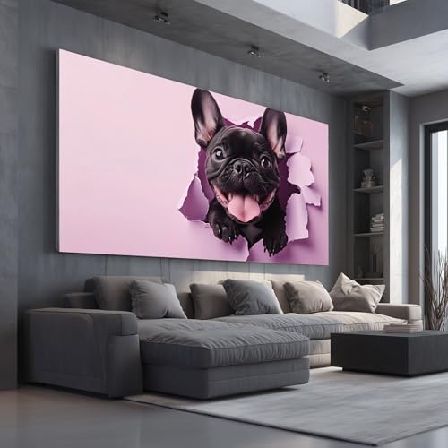 Tableau bouledogue français pour habiller un mur vide photo artistique de chien 50x100cm